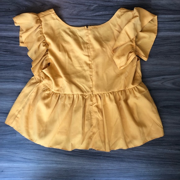 Shein Mustard Yellow Peplum Top - Picture 3 of 3